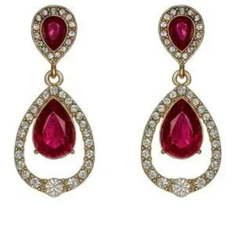 Teardrop Earrings With Purple and Clear Gems ??